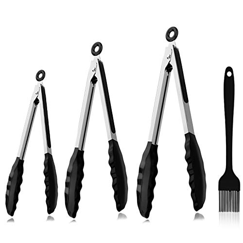 TOPSEAS Pinzas de Cocina,Pinzas Barbacoa Pinzas para cocinar de 7,9,12 Pulgadas con Cepillo de Silicona para Parrilla,Pinzas para Barbacoa para cocinar,Servir,Barbacoa,Horno TOPSEAS Pinzas de Cocina,Pinzas Barbacoa Pinzas para cocinar de 7,9,12 Pulgadas con Cepillo de Silicona para Parrilla,Pinzas para Barbacoa para cocinar,Servir,Barbacoa,Horno