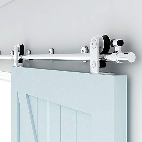 TSMST 5.5FT/167cm Herraje para Puerta Corredera Kit de Acero Inoxidable Accesorios para Puertas Correderas, Riel Juego para Puerta de Madera Soltera-Estilo T