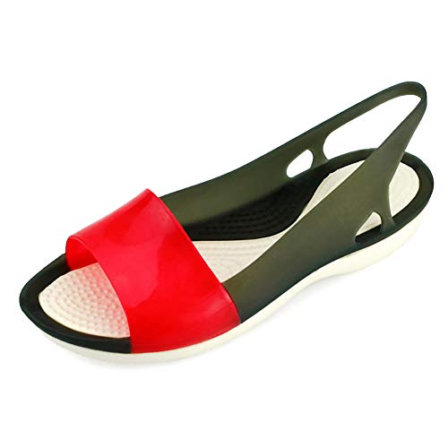 TTW Mujer Sandalias Planas Verano Mixto Caramelo Colores Jalea Zapatos Suave resbalón en Las Sandalias de Playa,Black,36
