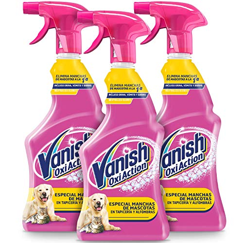 Vanish Oxi Action - Quitamanchas especial manchas de Mascota en alfombras y tapicerías, spray, sin lejía - Pack de 3 x 750 ml Vanish Oxi Action - Quitamanchas especial manchas de Mascota en alfombras y tapicerías, spray, sin lejía - Pack de 3 x 750 ml