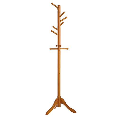 VASAGLE Perchero de Pie, Perchero para Abrigos con 11 Ganchos, Perchero de Madera Maciza para Ropa, Sombreros, Bolsas, Color Roble Dorado RCR002R01 VASAGLE Perchero de Pie, Perchero para Abrigos con 11 Ganchos, Perchero de Madera Maciza para Ropa, Sombreros, Bolsas, Color Roble Dorado RCR002R01