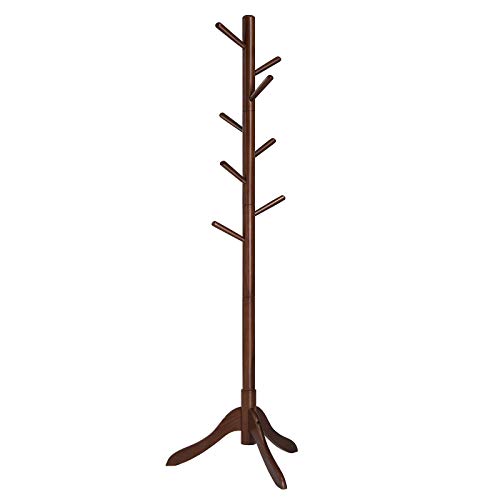 VASAGLE Perchero de Pie, Soporte para Abrigo de Madera Maciza de Pasillo, Independiente con 8 Ganchos para Abrigos, Sombreros, Bolsos, para Entrada, Vestíbulo, Madera de Caucho, Nogal Oscuro RCR060W01 VASAGLE Perchero de Pie, Soporte para Abrigo de Madera Maciza de Pasillo, Independiente con 8 Ganchos para Abrigos, Sombreros, Bolsos, para Entrada, Vestíbulo, Madera de Caucho, Nogal Oscuro RCR060W01