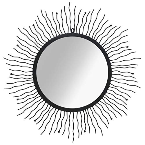 vidaXL Espejo Pared 80 cm Negro Forma Sol Radiante Decoración Hogar Vestidor