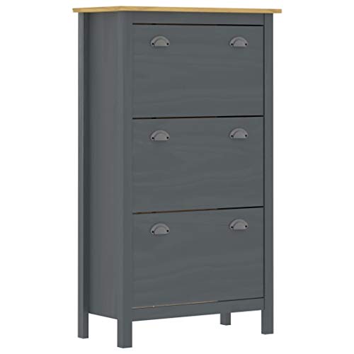 vidaXL Mueble zapatero Hill Range madera maciza pino gris 72x35x124 cm