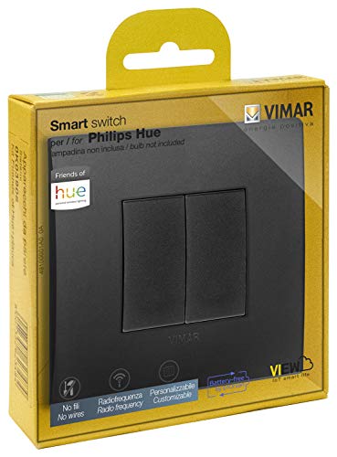 Vimar 0K03906.07 - Kit de interruptor inalámbrico de radiofrecuencia Philips Friends Of Hue Serie Arké Classic, color negro