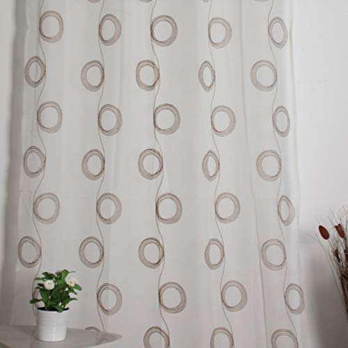 Viste tu hogar Pack 2 Cortina Decorativa Semi Translúcida con Bordado, Moderna y Elegante, para Salón o Habitación, 2 Piezas, 150X260 CM, Diseño de Círculos, Color Café Viste tu hogar Pack 2 Cortina Decorativa Semi Translúcida con Bordado, Moderna y Elegante, para Salón o Habitación, 2 Piezas, 150X260 CM, Diseño de Círculos, Color Café