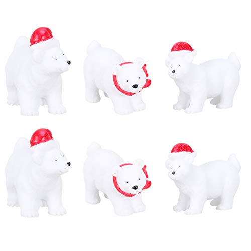 Vosarea 6 Piezas Mini Oso de Navidad Miniatura Decoración Oso Polar Juguete Hadas Jardín Animales Figura Figura de Navidad Mesa Decoración Moos Maceta Micro Paisaje Decoración
