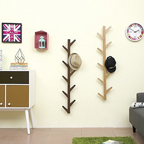 WEII Perchero de Pared de Madera Maciza para Colgar en el salón o el Dormitorio, Wood Color, 98 * 22 * 7cm