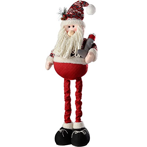 WeRChristmas – Decoración de Navidad de Papá Noel con piernas Extensibles, 46 – 61 cm – Rojo/Gris