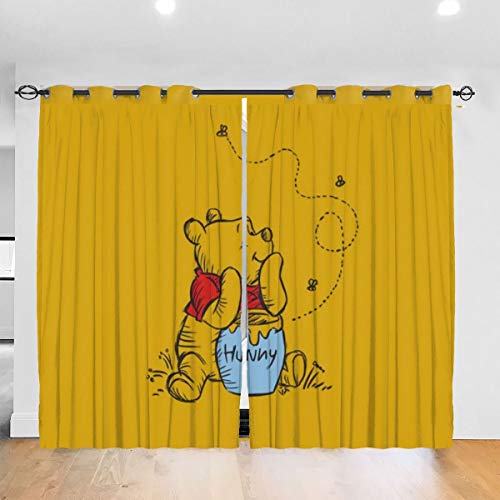 Winnie Pooh - Cortina opaca con compartimento aislante para dormitorio, sala de estar, habitación de los niños, 132 x 213 cm, 2 paneles