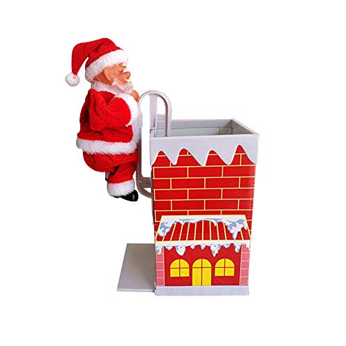 XHONG Muñeca de Santa Claus escalando Chimenea, muñecos de Papá Noel Eléctricos con Música de Navidad Papá Noel Musical para decoraciones de Navidad Regalos para niños