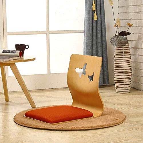 YLCJ Silla Japonesa de Madera Maciza para el Piso con Respaldo ergonómico Silla ergonómica sin piernas para Sala de Estar Ventana Tatami Gaming Reading-b 46x43x37cm (18x17x15inch)