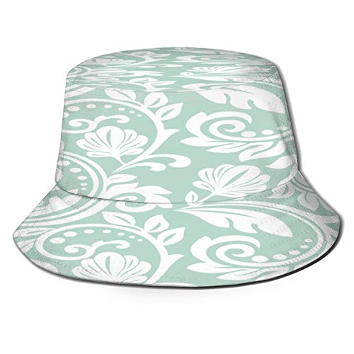 Yoliveya Sombrero de Pesca,Papel Tapiz Floral Damasco Barroco Transparente,Senderismo para Hombres y Mujeres al Aire Libre Sombrero de Cubo Sombrero para el Sol