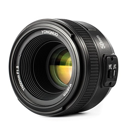 Yongnuo YN 50MM F1.8 Lente Objetivo (Apertura F/1.8) para Nikon DSLR Cámara Fotografía, Enfoque Automático de Gran Apertura + WINGONEER difusión