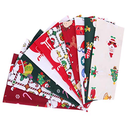 Yousir 5 / 10 unidades de tela de algodón con diseño de Papá Noel, para patchwork, manualidades, material hecho a mano, decoración de Navidad