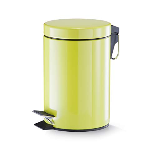 Zeller 18201 - Cubo de basura con pedal, ø17 cm, altura 26 cm, 3 litros, color verde lima metalizado