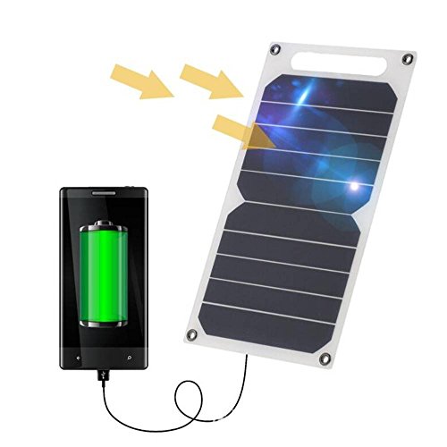 Zuukoo Cargador Solar, 10W 5V Panel Solar Portátil Batería Externa Power Bank con Puerto USB Cargador Móvil para Teléfonos Tabletas Carga de Emergencia en Acampar al Aire Libre Viajar