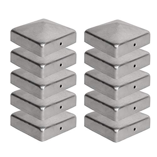 10 tapas para postes de valla (70 x 70 mm) | acero galvanizado | forma pirámide | tapa para postes de madera VIIRKUJA