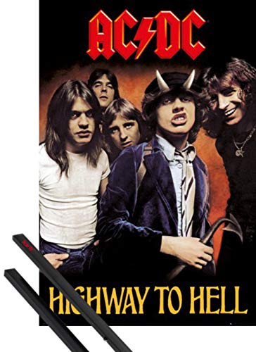 1art1 AC/DC Póster (91x61 cm) Highway To Hell Y 1 Lote De 2 Varillas Negras