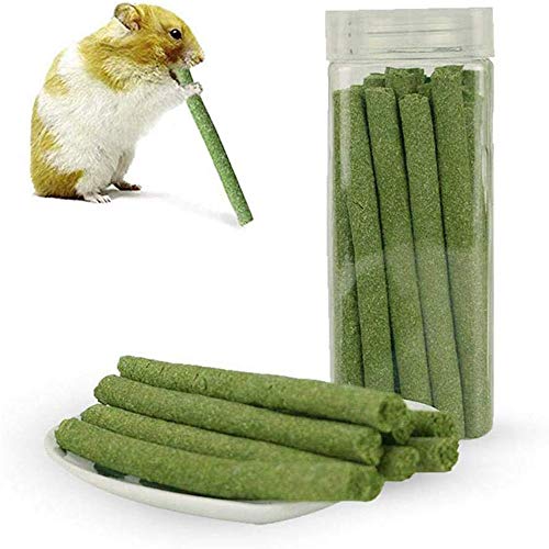 25 barras de hierba natural para conejo, masticables para mascotas, 5 sabores para elegir Timothy Alfalfa, árbol de frutas, Rye Oat, Molar Rod Small Pet aperitivos naturales para cobayas, conejos