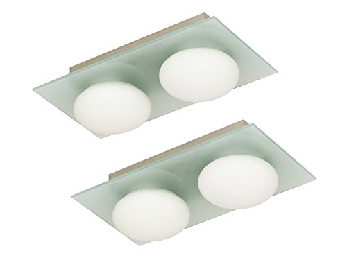 2er-Set baño-las luces del techo Frosted Glass, IP44, luz blanca cálida incluye 2 x 28 W G9; Ranex 3000.060
