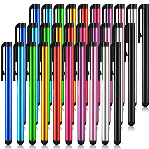 30 Piezas de Lápiz Stylus Lápices Táctiles Capacitivos Finos para Dispositivos de Pantallas Táctiles, Compatible con Iphone, IPad, Tableta (10 Colores)