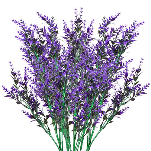 6 Pcs Flores Artificiales de Lavanda, Ramo de Lavanda, Planta Lavanda Decorativas, Flores Artificiales para Exterior, Intérieure, Decoración, Jardín, Fiesta, Boda - Morado