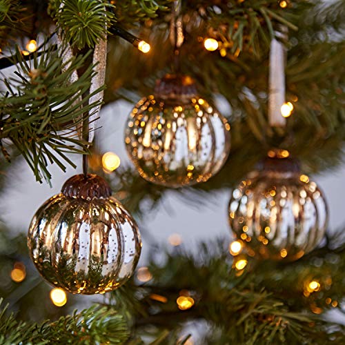 Adornos para árbol de Navidad (3 unidades, diseño vintage, pequeño tamaño, efecto cristal)