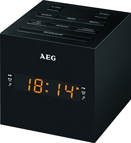 AEG MRC 4150 - Radio Despertador Digital con USB para Carga de móvil (Am/FM/USB/AUX-IN) Color Negro