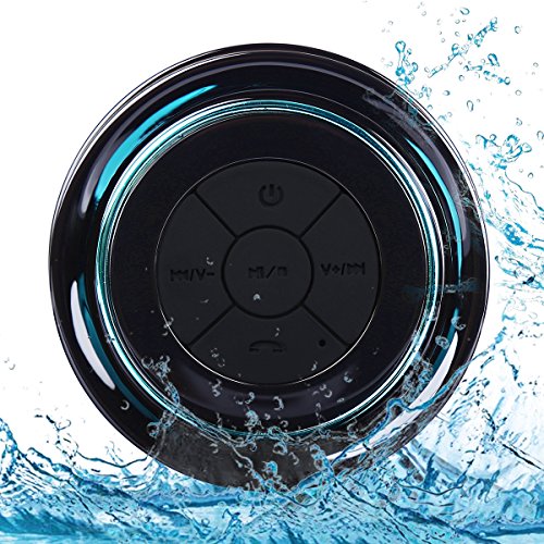 Altavoz Bluetooth Ducha Impermeable, Waterproof Bluetooth Speaker with FM Radio, Copa de succión dedicada, Mic incorporado, Hands-Free Speakerphone Para HuaWei, Samsung, Nexus, HTC, iPhone y iPad