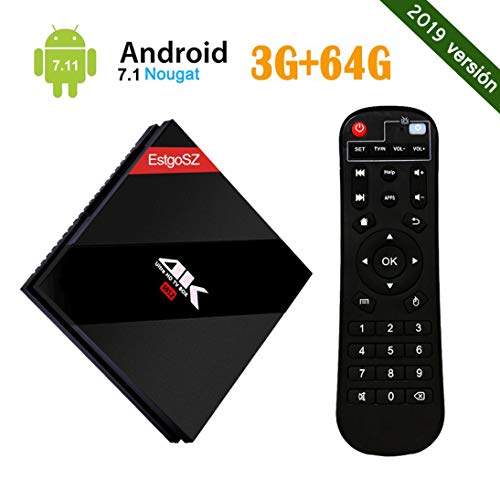 Android 7.1 EstgoSZ 4K TV BOX con Amlogic S912 Octa Core RAM 3GB ROM 64GB Smart TV Box con Control Remoto con Dual WiFi 2.4 GHz/5.0 GHz 1000M LAN Bluetooth 4.1 H.265