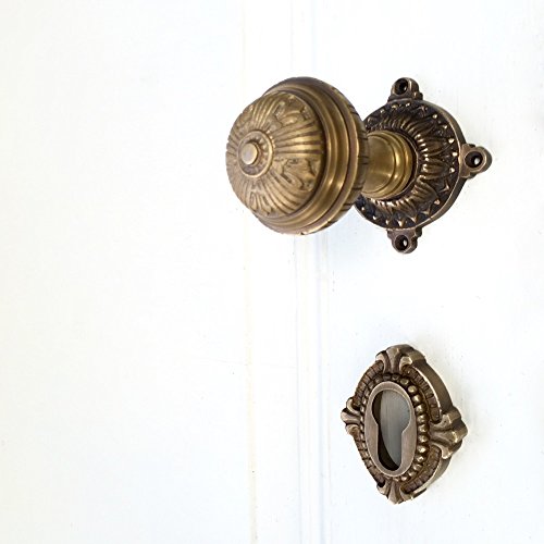 Antikas - herraje de latón puerta de casa con dispositivo antirrobo - pomo puerta entrada estilo antiguo - pomo de puerta
