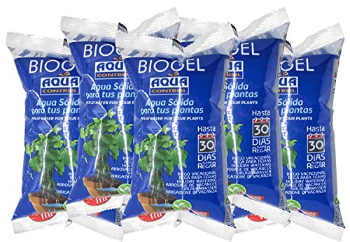 Aqua Control Biogel C21405, Agua Sólida para tus Plantas, Ideal para Riego en Vacaciones, Hasta 30 Días sin Regar - 400 ml (Pack de 5)
