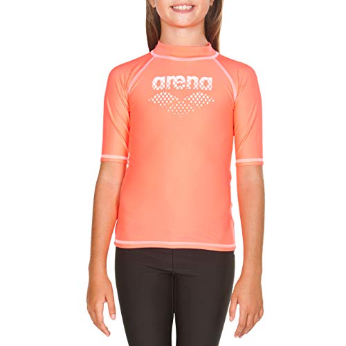ARENA UV Girl T-Shirt Camiseta Niña con Protección UV, Niñas, Shiny Pink-White, 8-9
