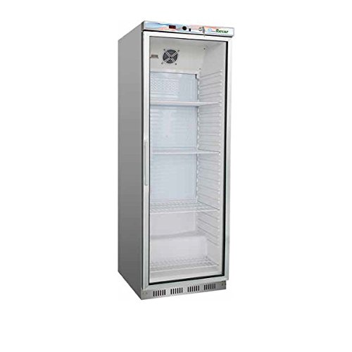 Armario frigorífico refrigerado 400 l. Estructura exterior de acero inoxidable, puerta de cristal temp. +2°/+8°C