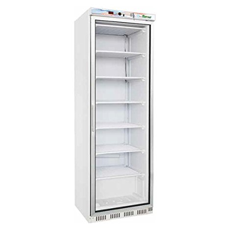 Armario refrigerado congelador 400 l de chapa barnizada blanca, puerta de cristal temp. -18 °/-22 °C
