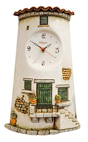 ARTEPACO Reloj de pared, de cerámica, diseño, pintado a mano, forma de teja.