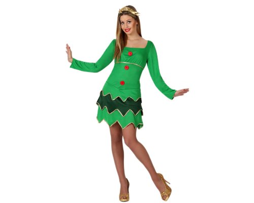 Atosa-17246 Disfraz ÀRbol Navidad Mujer Adult, color verde, M-L (17246)