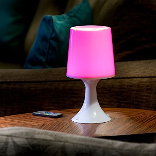 Auraglow Lámpara de Escritorio/Mesa de Noche con Luz LED Multicolor Inalámbrica con Baterías/Recargable via USB
