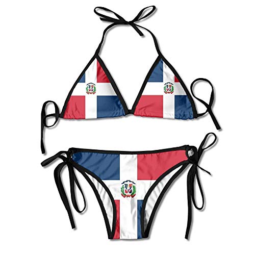Bandera de la República Dominicana Bikini Sexy de Boxeo Mujeres Halterneck Top y Conjunto Trajes de baño Playa Natación
