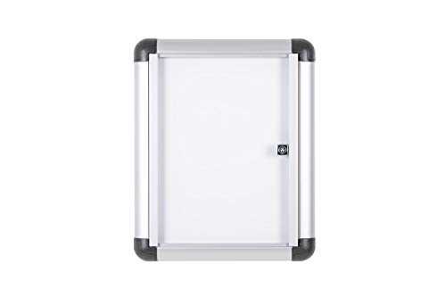 Bi-Office Boletín Enclore Extra, Superficie magnética en acero lacado, Tablón de anuncios con puerta con bisagras para interiores en aluminio, 306 x 376 mm - 1xA4