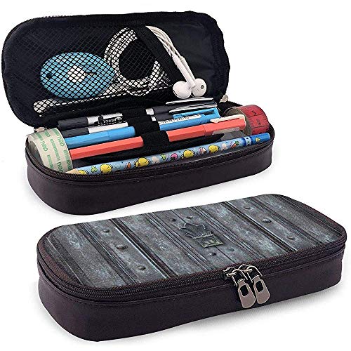 Bolso para bolígrafo de cuero PU con puerta de hierro macizo grande y antiguo Bolígrafo de 20 * 9 * 4 cm (8X3.5X1.5 pulgadas) Bolsa Estuche para bolsa de cosméticos