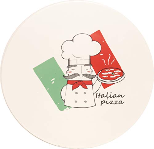 Bormioli 588157 Ronde Chef - Plato para pizza, 33 cm, Cristal, Color Blanco/Rojo/Verde, 1 unidad