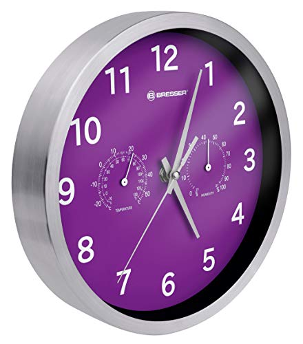 Bresser MyTime Thermo-/ Hygro Reloj de Pared, Morado, 25 x 25 x 4.6 cm