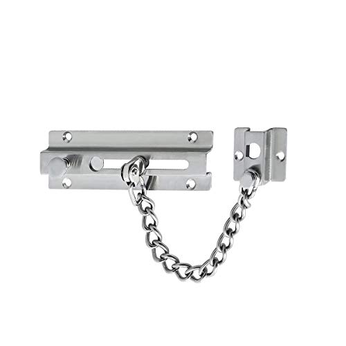Cadenas de puerta de seguridad, cadena de puerta delantera/limitadores para puertas de madera Cadena de puerta de acero Securit (plata)