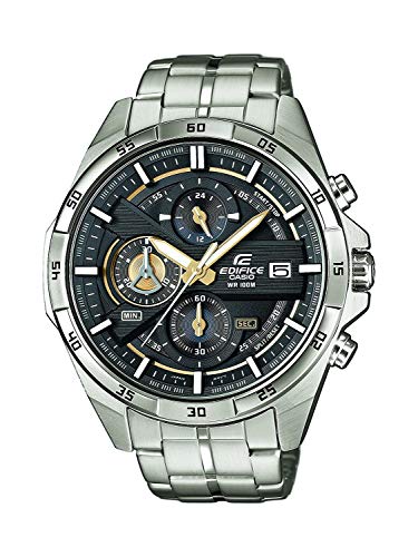 Casio EDIFICE Reloj en caja sólida, 10 BAR, Dorado/Negro, para Hombre, con Correa de Acero inoxidable, EFR-556D-1AVUEF