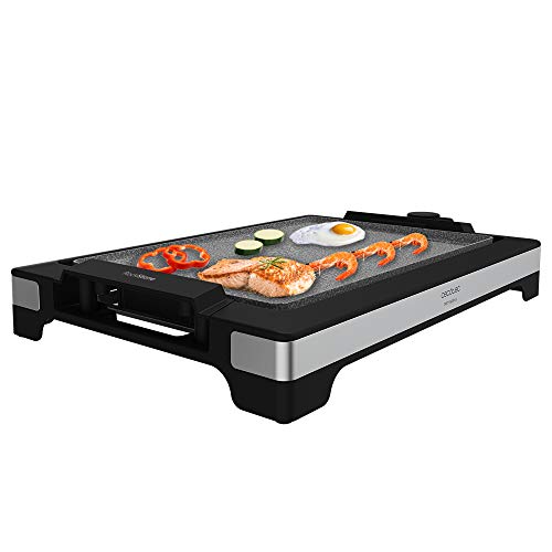 Cecotec Plancha eléctrica Tasty&Grill 2000 InoxStone. 2000 W, Placa RockStone antiadherente, Termostato regulable, 5 niveles potencia, Placa extraíble, Apta lavavajillas