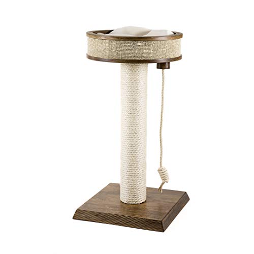 CLUB4BRANDS Cotec Nebu FunRope - Rascador para Gatos con Cuerda, Árbol para Arañar, Cesta y Cama de Sisal Hecha a Mano - Altura:120 cm (Madera de Nogal,Beige)