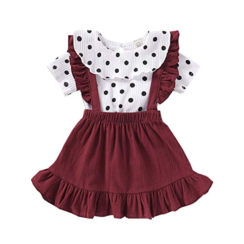 Conjunto de ropa para niñas de 0 a 5 años de edad, conjunto de ropa de bebé, rojo, 2-3 Años Conjunto de ropa para niñas de 0 a 5 años de edad, conjunto de ropa de bebé, rojo, 2-3 Años