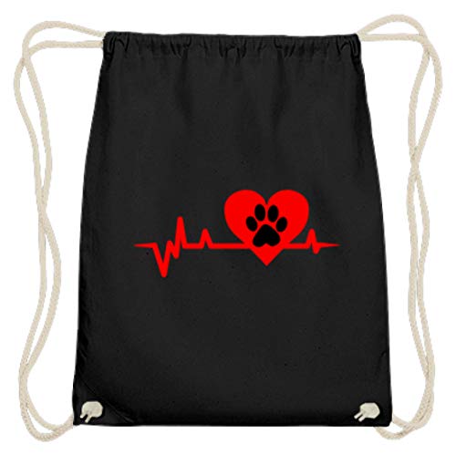 Corazones de la línea del corazón de perro/gato amor EKG Heartline Corazón – Diseño sencillo y gracioso – Bolsa de algodón, color Negro, tamaño 37cm-46cm